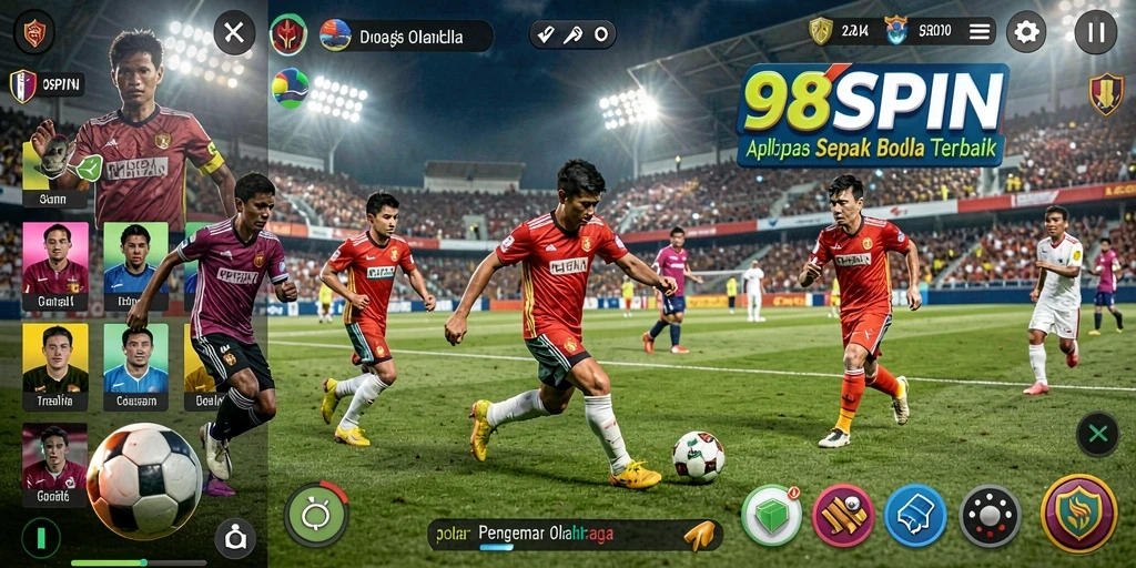 Screenshot gameplay sepak bola yang seru dan kompetitif.