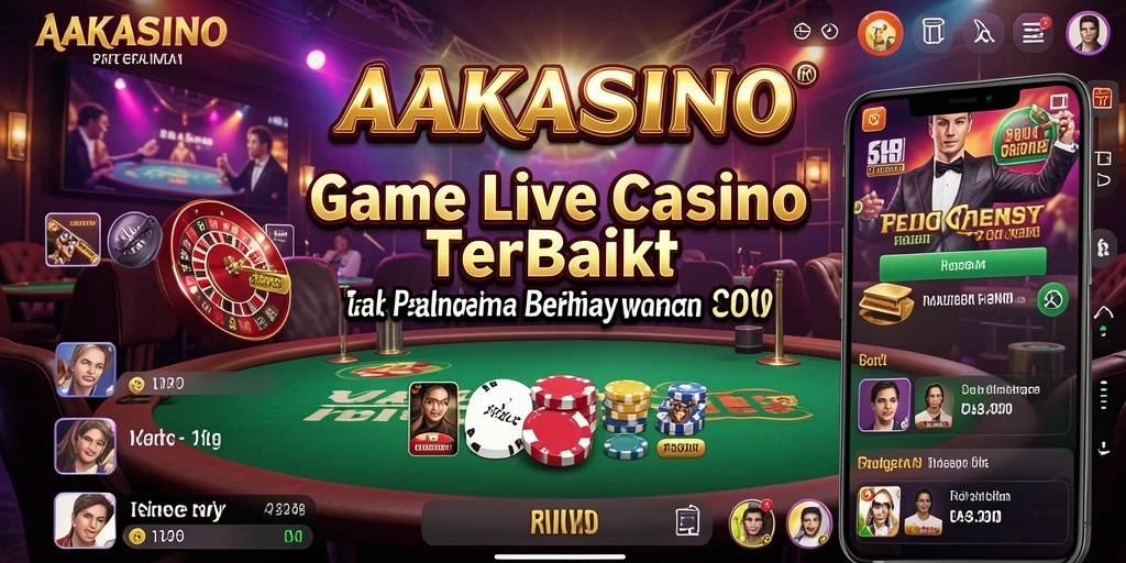 Tampilan screenshot utama AAKASINO menampilkan dealer yang ramah dan atmosfer permainan kasino yang nyata.