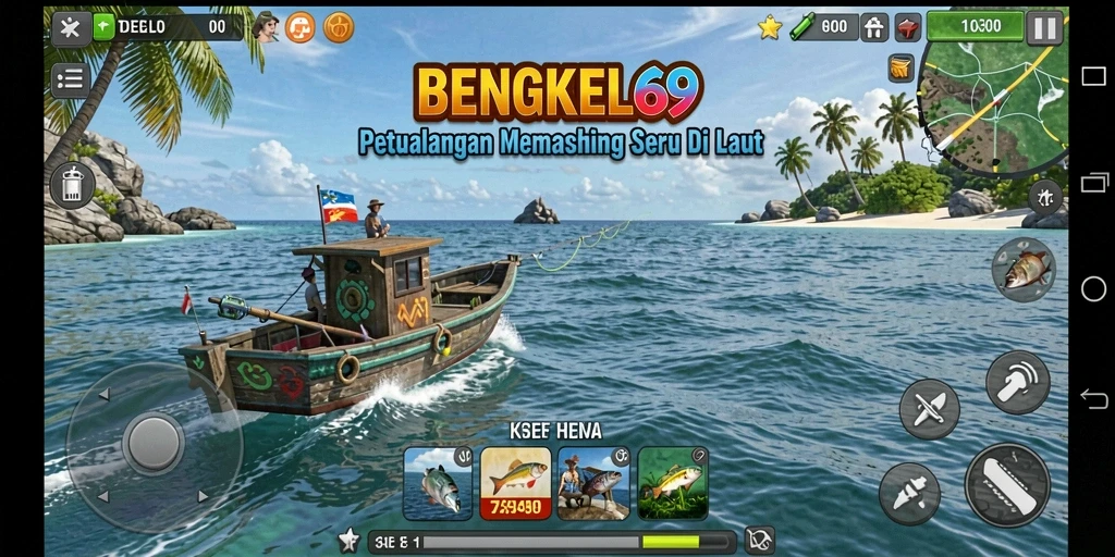 Tampilan gameplay BENGKEL69 menampilkan aksi memancing yang mendebarkan.