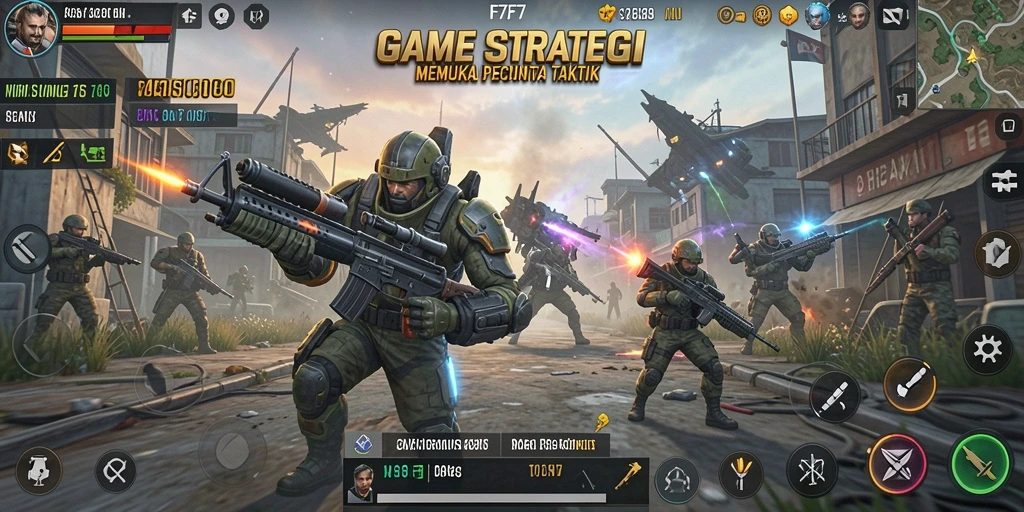 Screenshot gameplay F7F7 menampilkan aksi strategi intens.