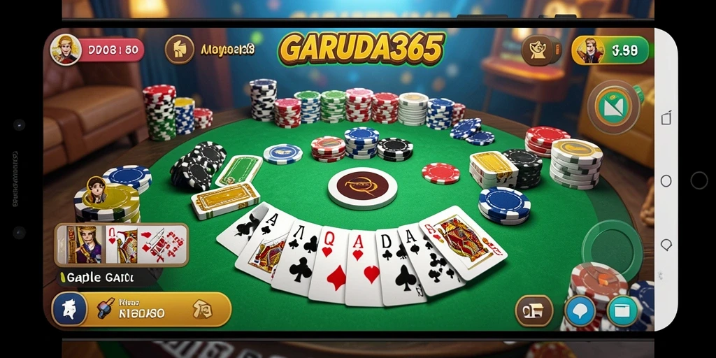 Tampilan screenshot GARUDA365 dengan gameplay Gaple yang seru dan interaktif.