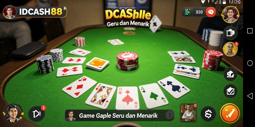 Gameplay seru IDCASH88 saat bermain Gaple bersama teman.