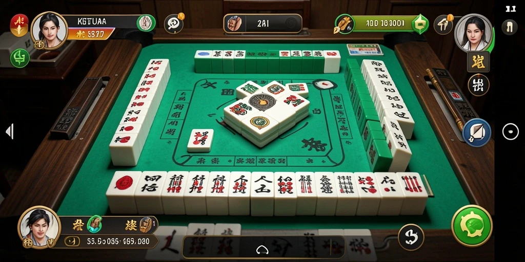 Tampilan gameplay KETUA yang seru dan penuh strategi Mahjong.