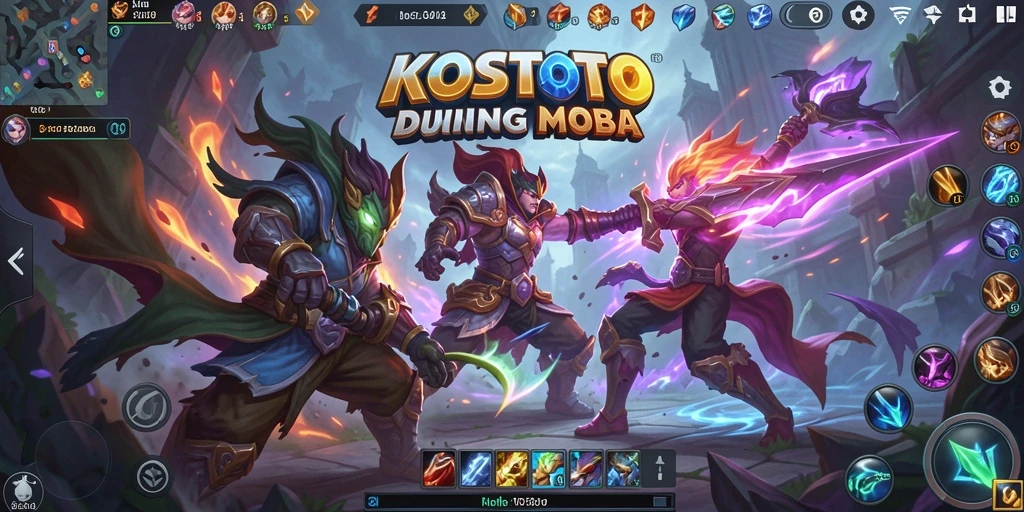 Tampilan aksi epik dalam pertempuran MOBA KOSTOTO.