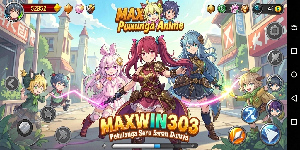Tangkapan layar gameplay <strong>MAXWIN303</strong> dengan karakter anime yang menakjubkan.
