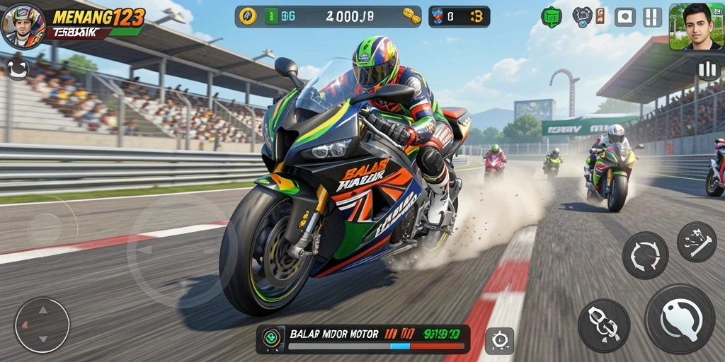 Screenshot MENANG123 menampilkan aksi balap motor yang mendebarkan.
