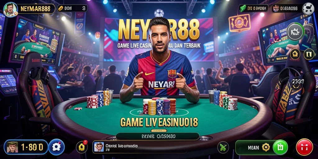 Screenshot permainan Live Casino NEYMAR88 dengan dealer dan tabel bermain.