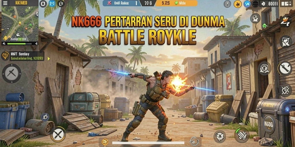 Screenshot menunjukkan momen intens dalam pertempuran Battle Royale.