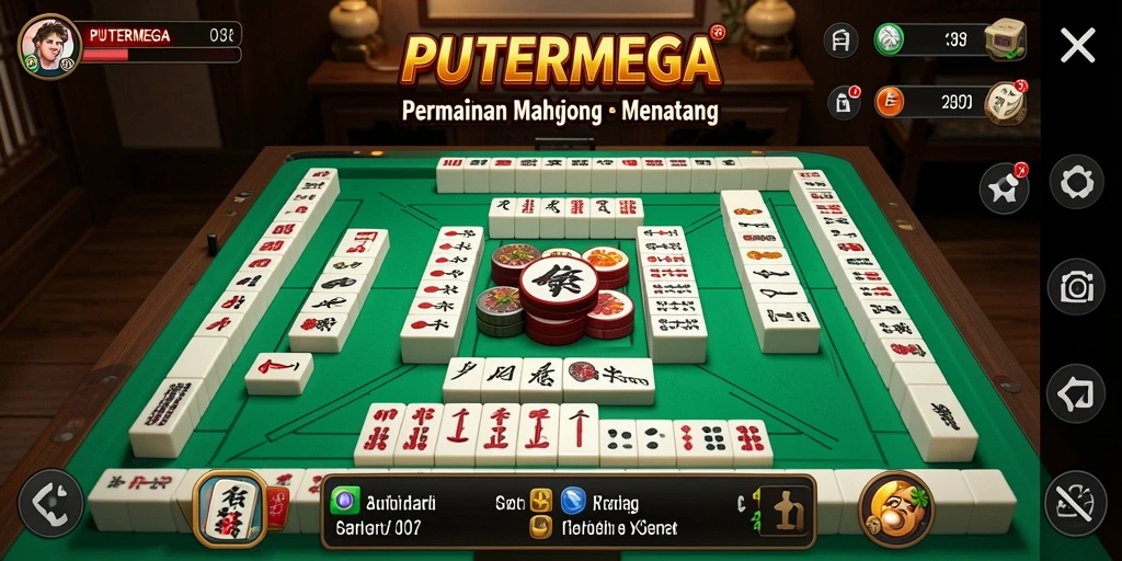 Gameplay PUTERMEGA yang seru dan menantang dalam Mahjong.