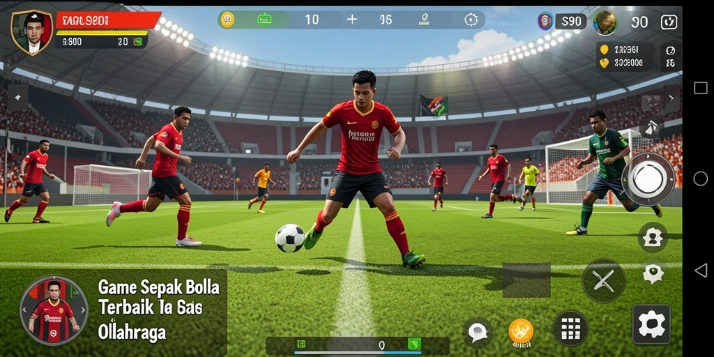 Tampilan gameplay S80 menampilkan aksi seru di lapangan sepak bola.
