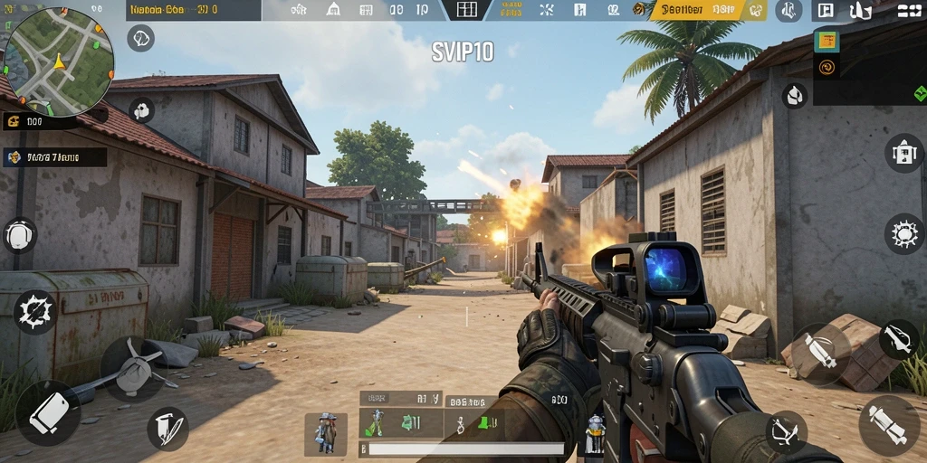 Tangkapan layar gameplay SVIP10 yang menunjukkan aksi tembak-menembak seru.