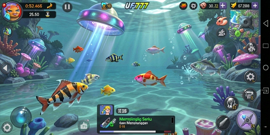 Tampilan gameplay menarik dalam game memancing UFO777.