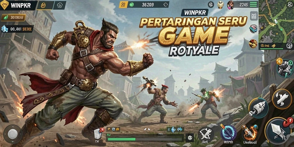 Screenshot gameplay WINPKR menampilkan aksi pertempuran intens.