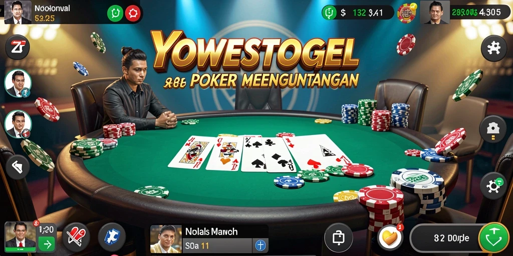 Tampilan gameplay YOWESTOGEL dengan atmosfer poker yang mendebarkan.